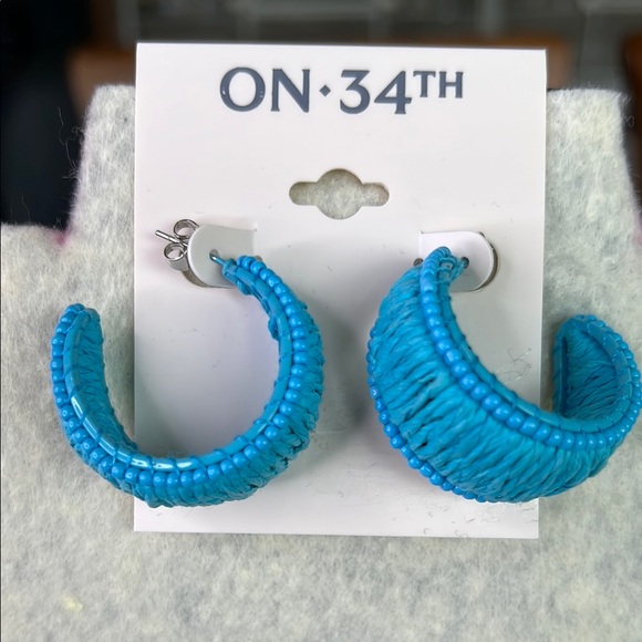 On 34th Jewelry - Macy’s On 34th NWT Earrings Raffia and Beaded Blue